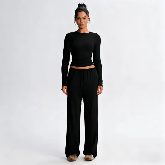 LiftLux hip-lifting 2-piece fitness set – sculpting activewear for women in black and nude