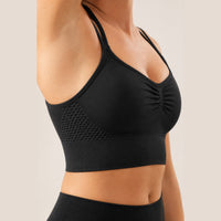 LiftLux The Cross-Back Bra in Black - fabric detail