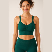 LiftLux The Cross-Back Bra in Green - front view