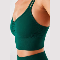 LiftLux The Cross-Back Bra in Green - fabric detail