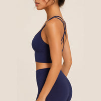 LiftLux The Cross-Back Bra in Navy - side view