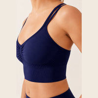 LiftLux The Cross-Back Bra in Navy - fabric detail