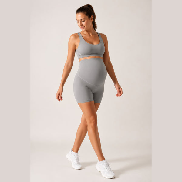 LiftLux The Maternity Short in Grey - in motion