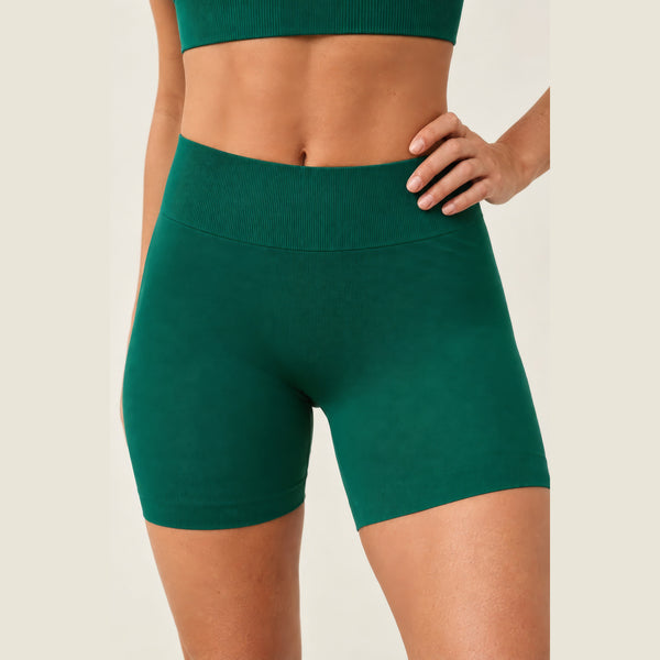 LiftLux The Motion Short in Green - front and waistband detail