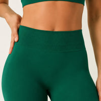 LiftLux The Seamless Legging in Green - front and waistband detail
